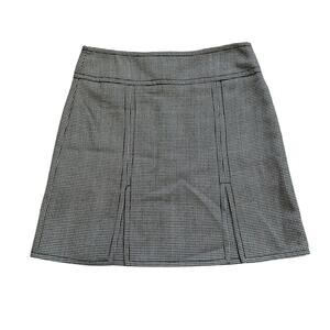 Philippe Adec black & white houndstooth a-line wool mini skirt size 4